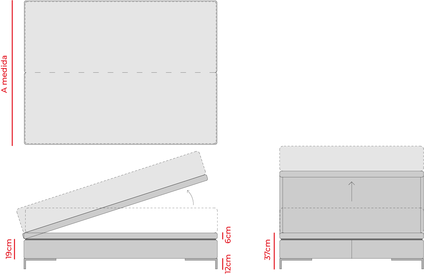 Plano del productoBrétema Abatible Pata Alta